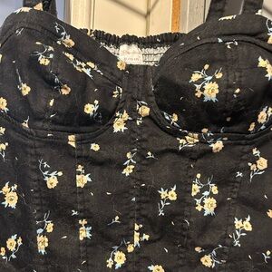 Floral Black Bustier Top